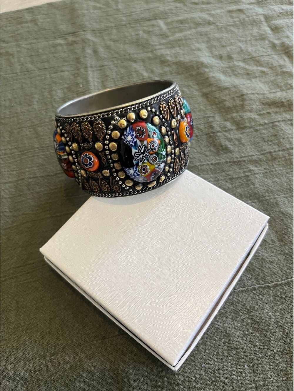 Jeweled wide cuff bracelet
